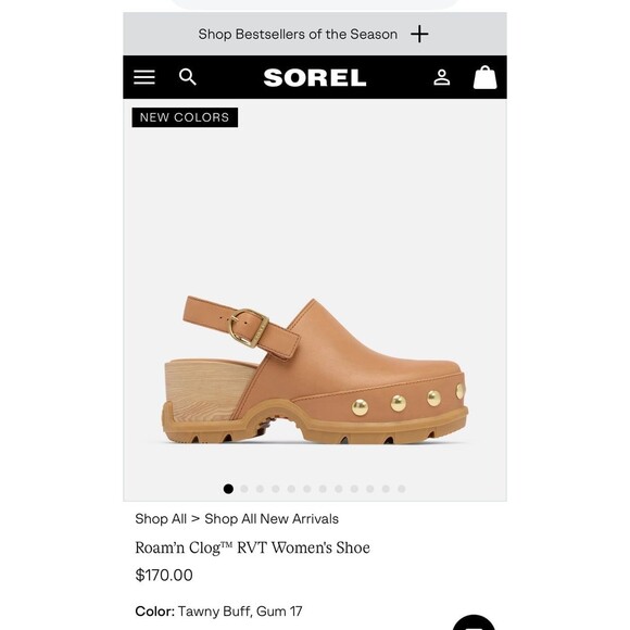 Sorel Roam’n Clog RVT Women’s Shoes NWOB in Tawny Tan and Wood Color Size 6 - Picture 2 of 12
